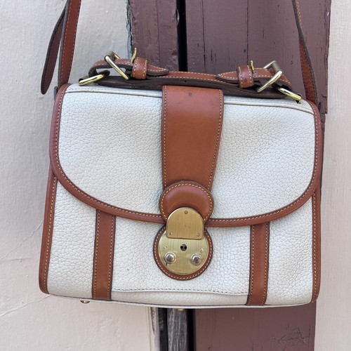 Vintage Dooney & Bourke All Weather Leather Crossbody Purse Cream Tan Bag