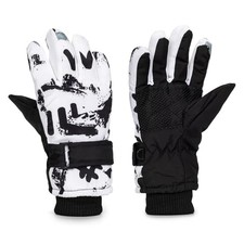 Waterproof Kids Winter Snow Gloves Ski Gloves for Boy Girl 6-9 Years Graffiti a