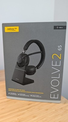 Jabra Evolve2 65 kabelloser Stereo Kopfhörer (UC, USB-A) mit Ladestation NEU
