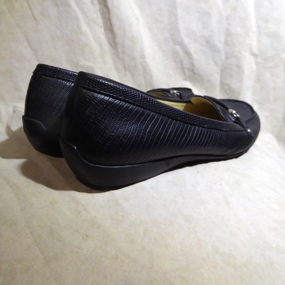 🥿 Mocasines Chaps Moc Puntera 9.5 M Cuero Reptil Negro; Detalles de Correa Foto 4 de 4