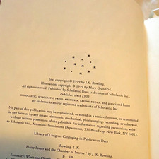 Harry Potter and the Chamber of Secrets J.K. Rowling Hardcover 1997 -1999
