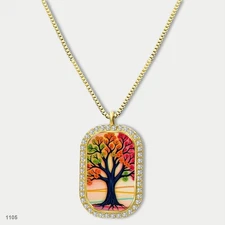 Stunning Tree Of Life Pendant Necklace Chain Picture Dog Tag Chain Gift Design L