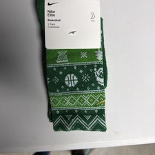 NIKE ELITE BASKETBALL HOLIDAY GREEN CREW CUSHIONED SIZE YOUTH 10C-3Y