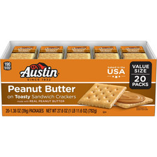 Austin Peanut Butter On Toasty Sandwich Crackers, Lunch Snacks, 20 Count