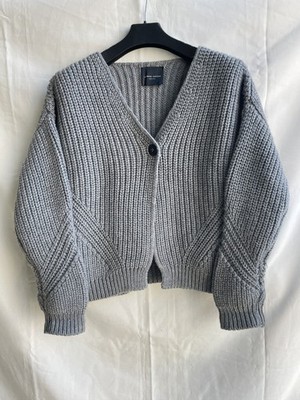 Roberto Collina Damen Grobstrick Strickjacke Rippstrick Wolle Größe L