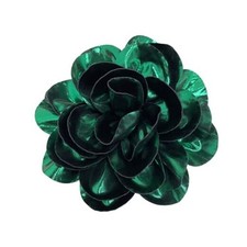 Satin Fabric Rose Flower Extra Large Big Brooches Lapel Pins Silk Shiny Green