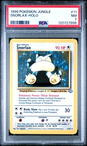 1999 POKEMON JUNGLE #11 SNORLAX-HOLO PSA 7