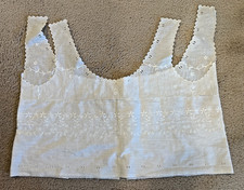 Vintage Unfinished Corset Cover Chemise Top White Cotton Sz L
