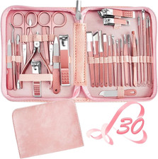 Manicure Set 30 in 1 Nail Clipper set, REDFLOW nail 30 Piece Set, Pink