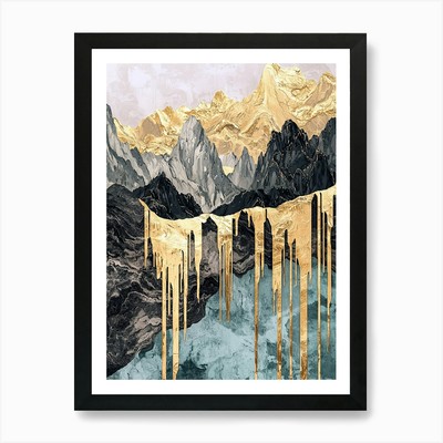 Grampian Mountains Golden Peaks - A Framed Wall Art Poster Canvas Print Picture
