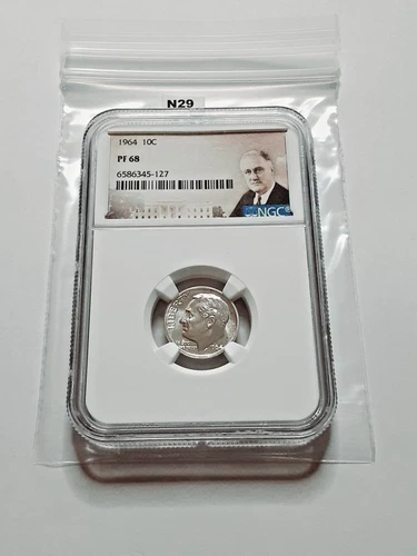 1964 NGC PF67 90% PROOF SILVER ROOSEVELT DIME 10C Portrait Label!    N29