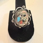 Vintage Sterling Silver Hummingbird Abalone Zuni Inlay Ring Size 6 1/2
