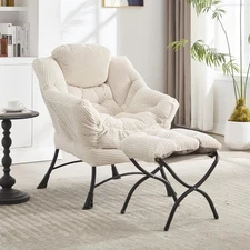 Vinsetto Lazy Chair with Ottoman, White