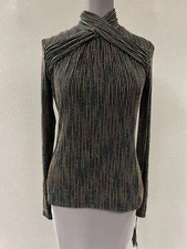 PerSe by Carlisle Fireworks Black Multicolored Striped Long-Sleeve Top SX NWT