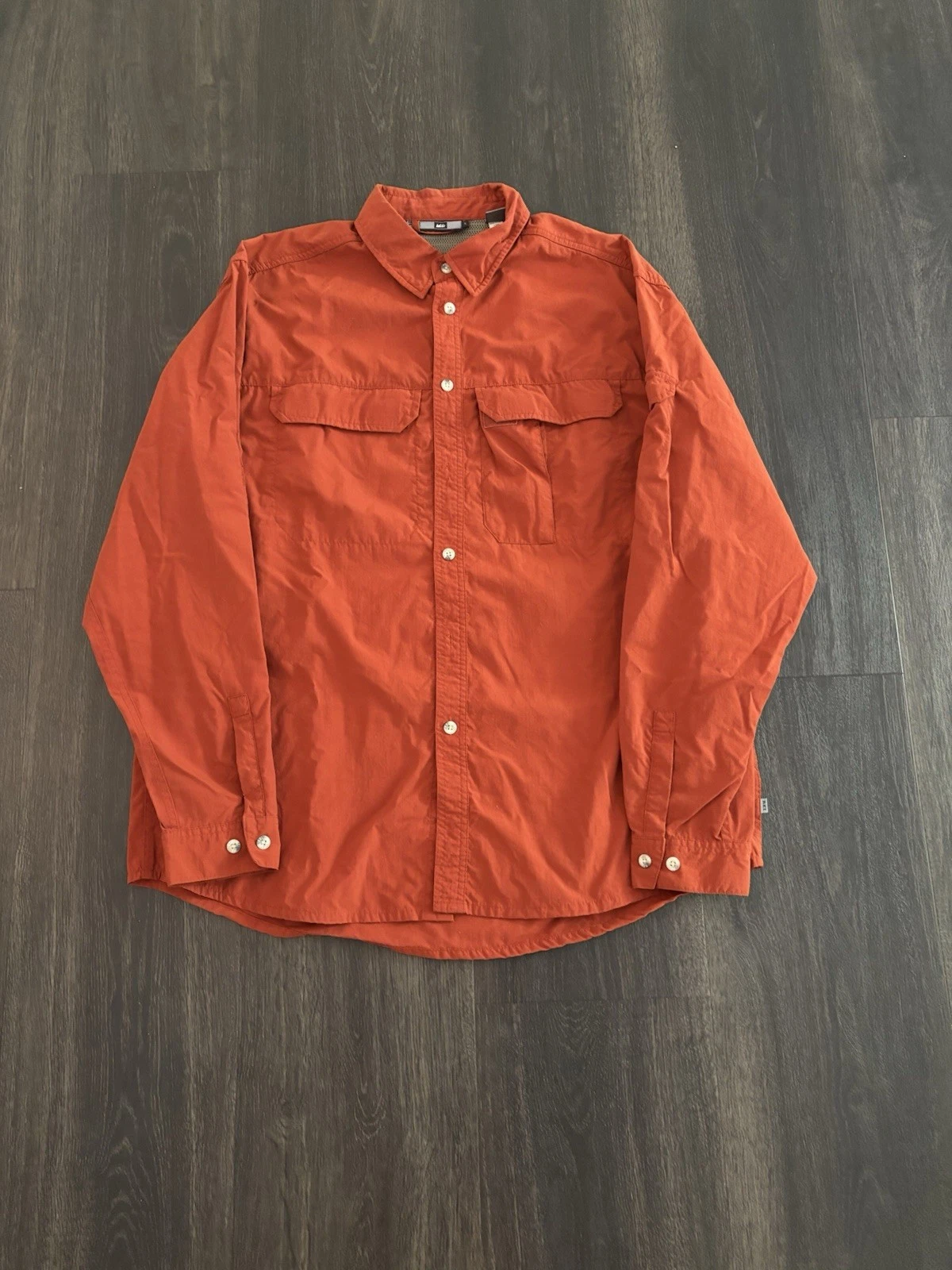 REI Sahara Long Sleeve Shirt Hiking Fishing Travel Vented, Men's Size L, UPF 40+