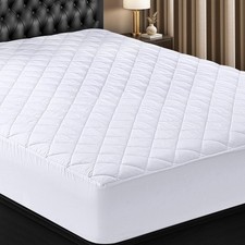 Quilted Fitted Mattress Pad, King Size, Elastic Fitted Mattress Topper Protec...
