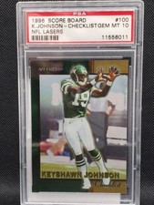 1996 SCORE BOARD NFL LASERS KEYSHAWN JOHNSON RC #100 PSA 10 GEM MINT LOW POP 13