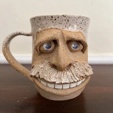 Art Pottery Face Mug Toothy Ugly Mug/Cup SIGNED Vintage