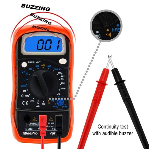 WeePro Vpro850L Digital Multimeter DC AC Voltmeter, Ohm Volt Amp Test Meter, US - Picture 4 of 7