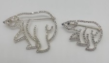 Set 2 spille vintage con strass mamma e bambino orso polare