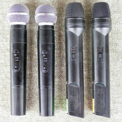 Lot 4 wireless microphones (on off switch professional transmitter vhf system)