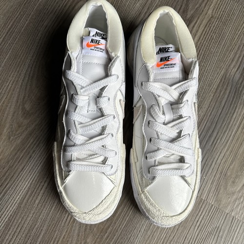 Nike Blazer Low Sacai White Sail Leather Sneakers DM6443-100 Men’s Size 9 - Picture 3 of 15