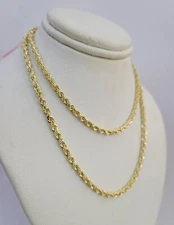 14k Solid Rope Chain Necklace 4mm 18"-28" Inch Yellow Gold Men Women 14Kt