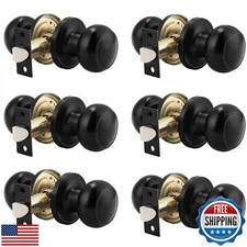 Probrico (6 Pack Round Passage Door Knob(Non-Locking Knobs), Keyless Doorknob