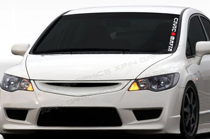 Calcomanía adhesiva para parabrisas Civic Mafia JDM rojo/blanco para auto Honda Foto 4 de 4