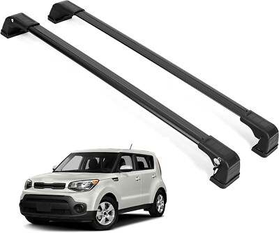 220lb Roof Rack Crossbars for Kia Soul 2014-2019 Fits Fixed Points Roofs - Black