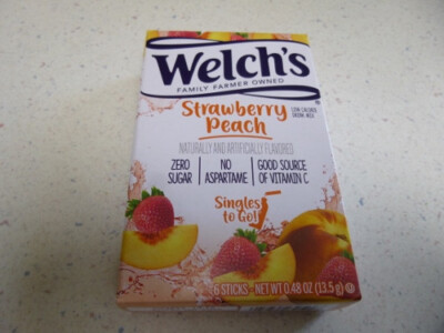 36 Welch's Strawberry Peach Zero Sugar Low Cal Singles To Go Drink Mix 6 Boxes