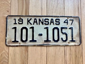 1947 Kansas License Plate