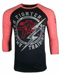 American Fighter Mens LS T-Shirt Heritage Athletic Grey Biker Gym MMA UFC 