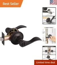 Reversible Oil Rubbed Bronze Door Handle - Keyless Privacy Lock for Bed & Bath