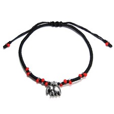 Lucky Mini Elephant Red Beads Karen Tribal Silver Bracelet