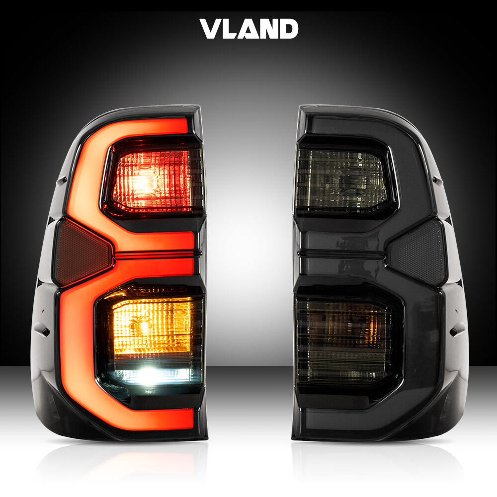 Feux arrière LED Hilux 2015-2020 VLAND en verre fumé avec animation de démarrage
