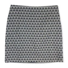 Talbots Blue White Geometric Pattern A Line Knee Skirt Sz 6 Cotton Stretch