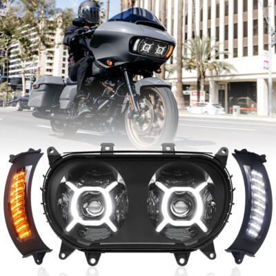 LED Headlight for Road Glide 2015-2023 Hi/Lo DRL Yellow Turn Signal Projector