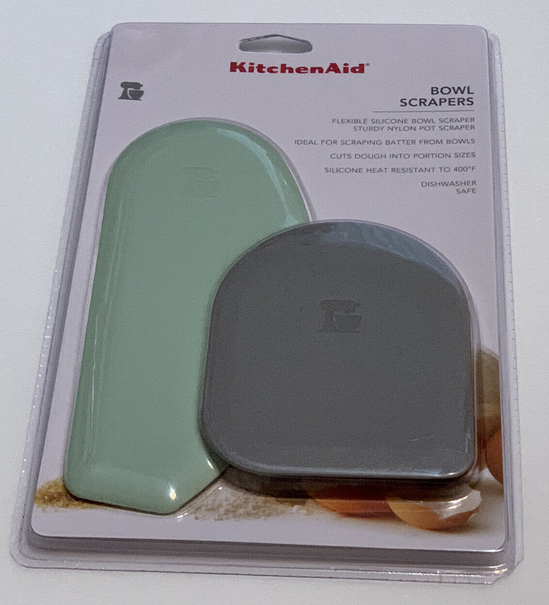 KitchenAid Set of 2 Bowl Scraper in Pistachio and Grey, Green