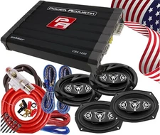 4x Power Acoustik  EF-694 6x9″ Speakers + CB4-1200 Amplifier + 4CH Amp Kit