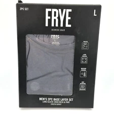 FRYE Mens Jersey Knit Long Sleeve Crew Neck and Pant Set Base Layer Gray LGE