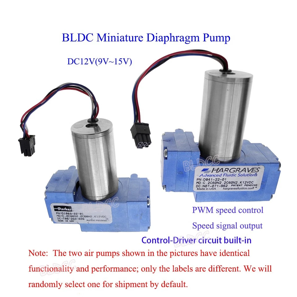 12V Brushless DCMotor Diaphragm Pump Low Noise Dual Head Air Pump Vacuum Pump BL - Image 2 of 4