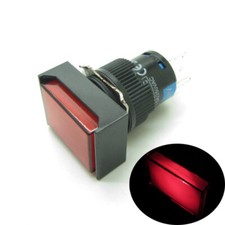5  Red 16mm Push Button Switch Momentary Rectangle With DC12V LED Light NO NC
