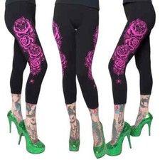 Kreepsville Dia De Los Muertos Pink Capri Leggings Size Small NEW