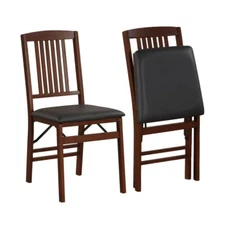 Set of 2 Folding Dining Chair Set Upholstered Kitchen Chairs With Padded Seat