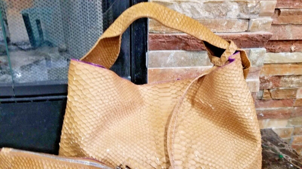 Bolso Hobo Mujer Imitación Piel de Serpiente Beige Bolso de Hombro Cartera Nuevo sin Etiquetas Foto 2 de 4