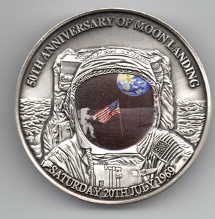 3D Dome Moon Surface Silver Coin 1st Man Landing U C Old Apollo 1969 Sci Fi USA