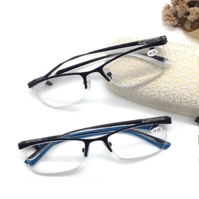 Half Rimless Rectangular Reading Glasses Business Mens Readers +1.0 ~ 4.0 K501
