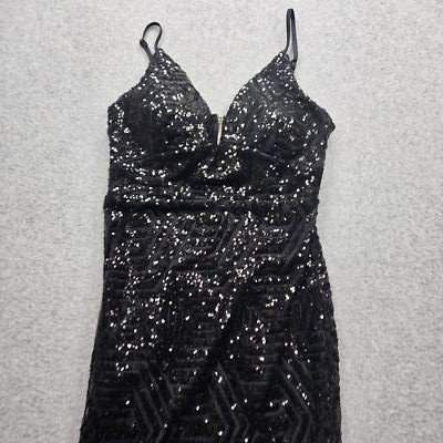 Windsor Women's 13 Black Sequin Spaghetti Strap Dress