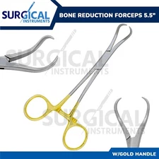 Bone Reduction Forceps 5.5" Curved Pointed Tip Gold Handle Orthopedic German Gr